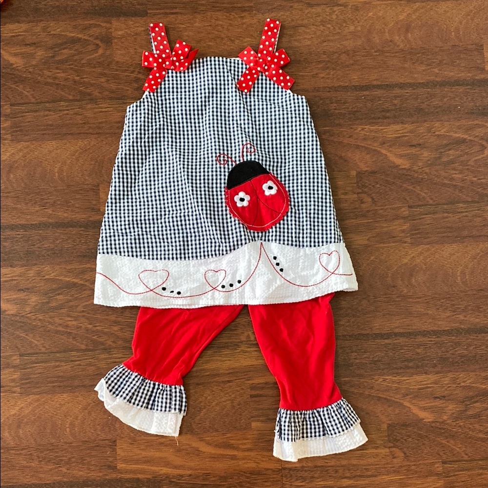 Ladybug Gingham Boutique Toddler Girl Set